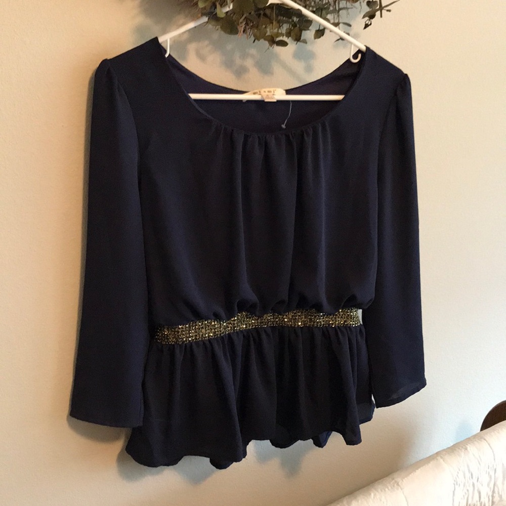 Miami Rand blue top with gold detail